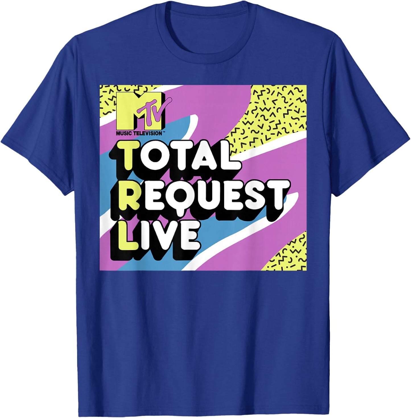 MTV Total Request Live 90's Colorful Pattern Graphic T-Shirt - T-Shirt | Royal