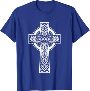 Irish Celtic Knotwork Cross T-Shirt - T-Shirt | Royal