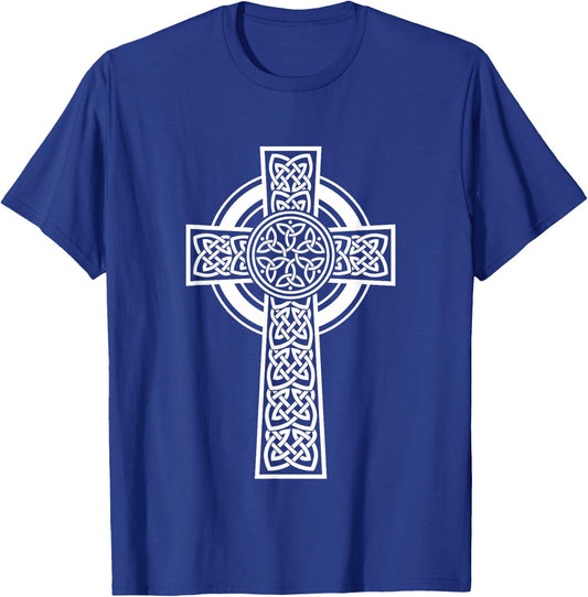 Irish Celtic Knotwork Cross T-Shirt - T-Shirt | Royal