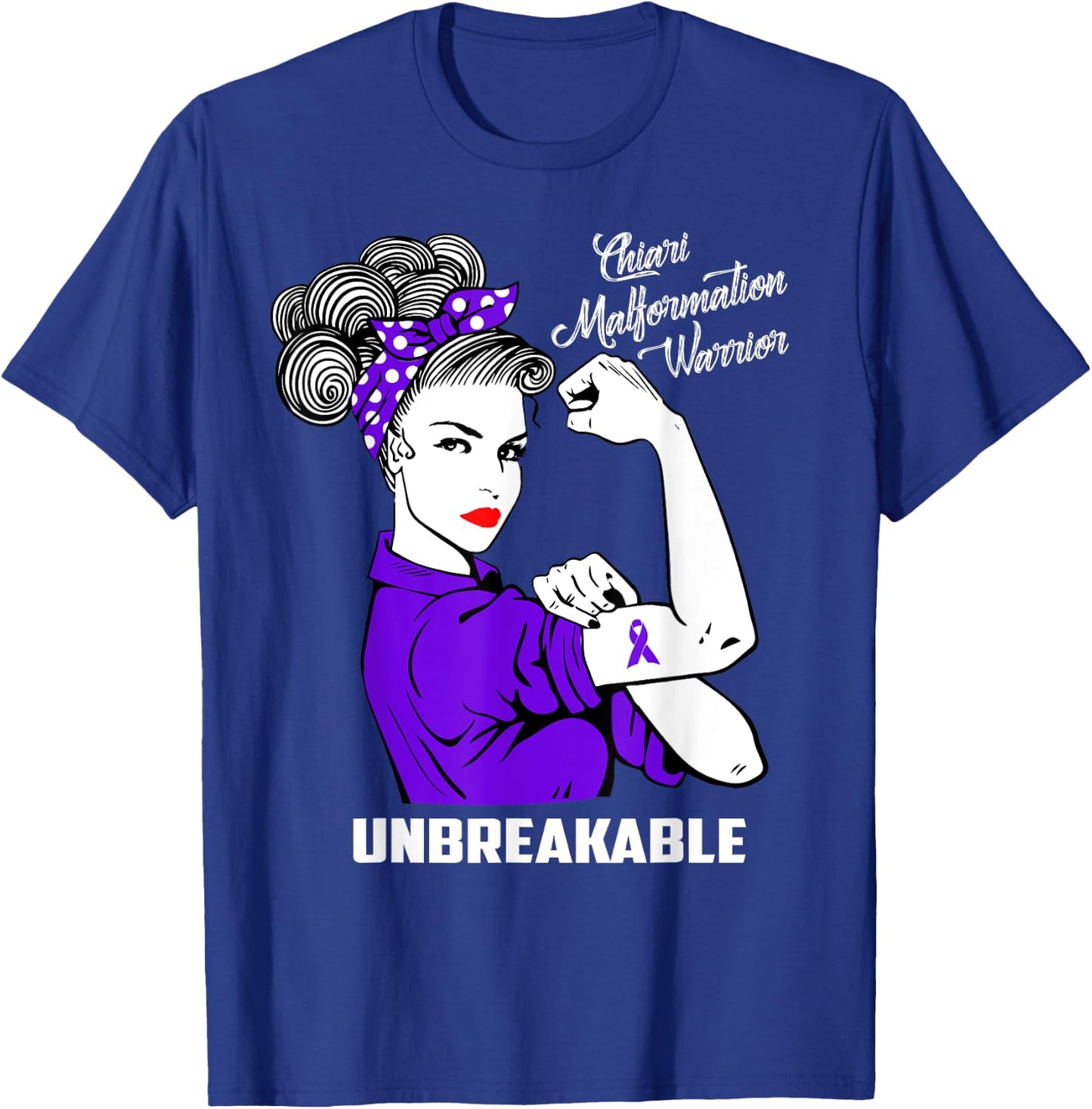 Chiari Malformation Warrior Unbreakable Shirt Awareness Gift T-Shirt - T-Shirt | Royal