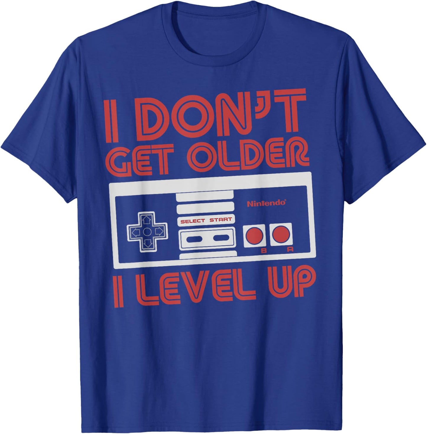 Nintendo Level Up SNES Controller Classic Fit - Black, Adult, Round Neck T-Shirt - T-Shirt | Royal