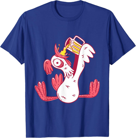 Funny oktoberfest design with drunk rooster drinking beer T-Shirt - T-Shirt | Royal