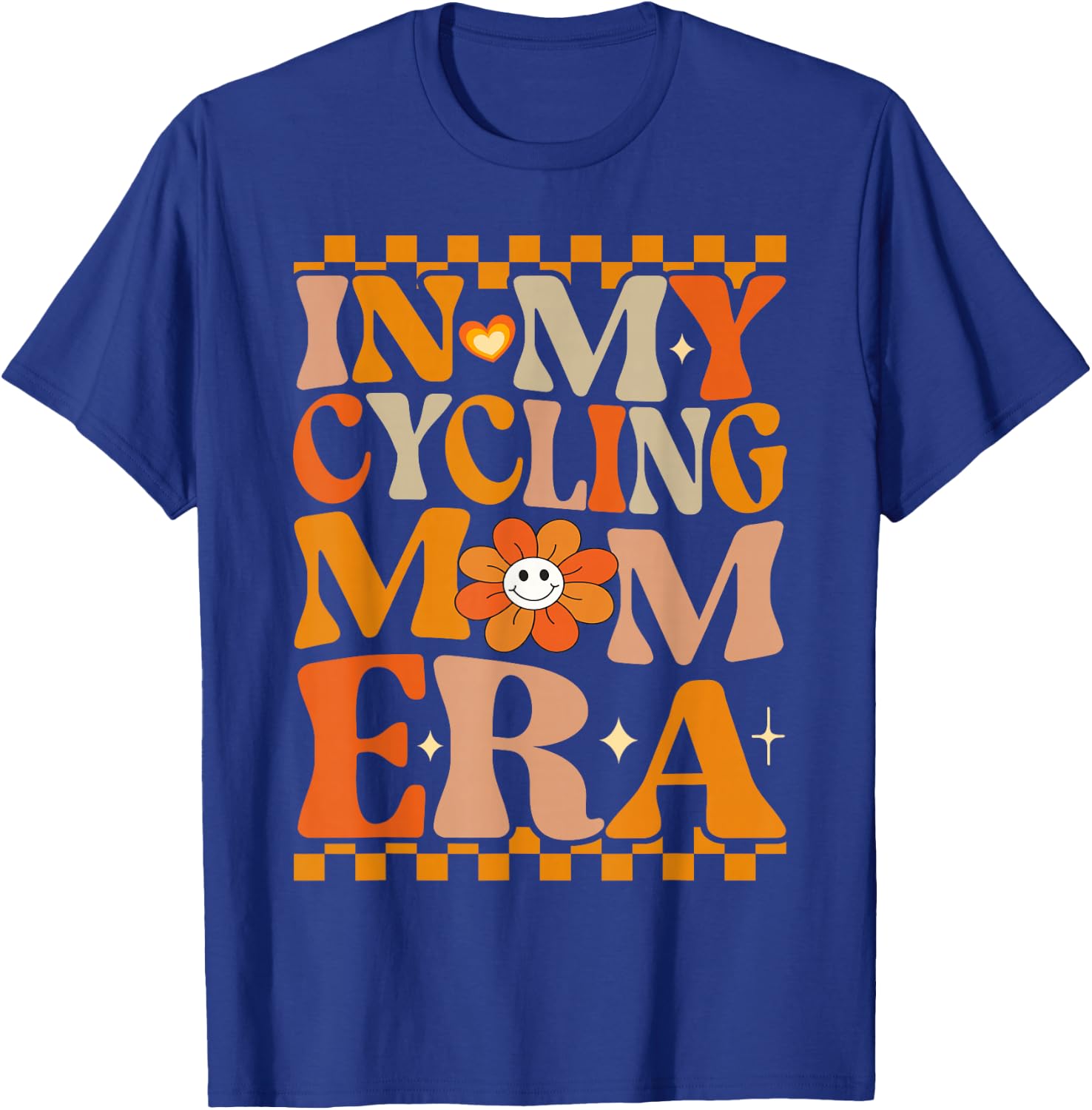 In My Cycling Mom Era | Retro Groovy Hippie Cycling T-Shirt - T-Shirt | Royal