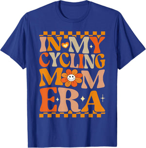 In My Cycling Mom Era | Retro Groovy Hippie Cycling T-Shirt - T-Shirt | Royal