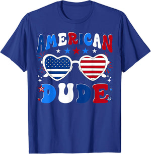 4th of July American Dude Sunglasses Men Boy Kids T-Shirt - T-Shirt | Royal