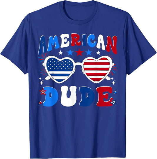 4th of July American Dude Sunglasses Men Boy Kids T-Shirt - T-Shirt | Royal