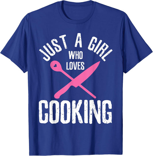 Just A Girl Who Loves Cooking Chef Vintage T-Shirt - T-Shirt | Royal