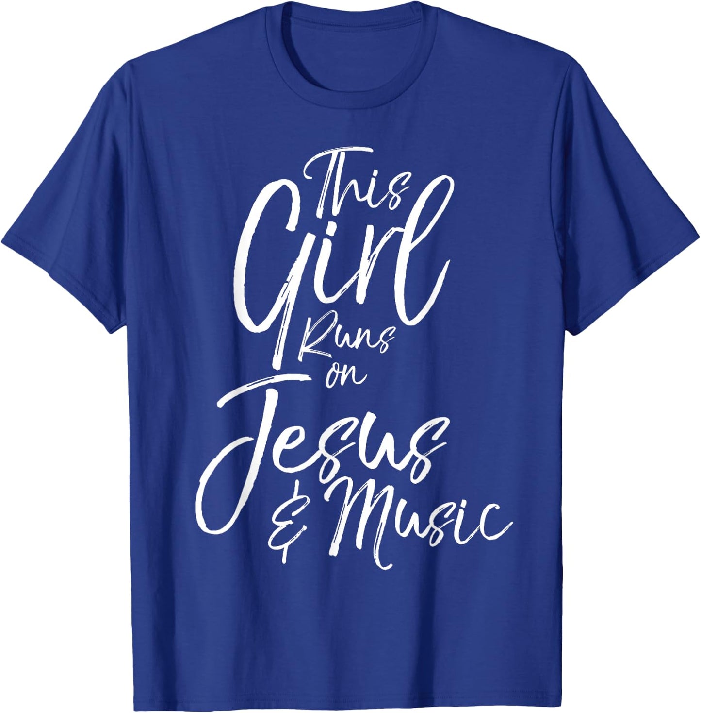 Christian Musician Gift This Girl Runs on Jesus & Music T-Shirt - T-Shirt | Royal
