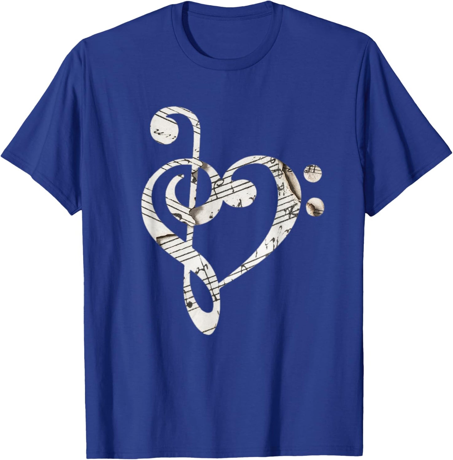 Heart Bass Clef Musical Note Shirt T-Shirt - T-Shirt | Royal