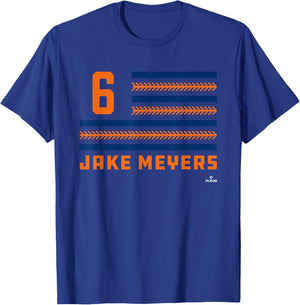 Flag Stripes Jake Meyers Houston Baseball MLBPA T-Shirt - T-Shirt | Royal