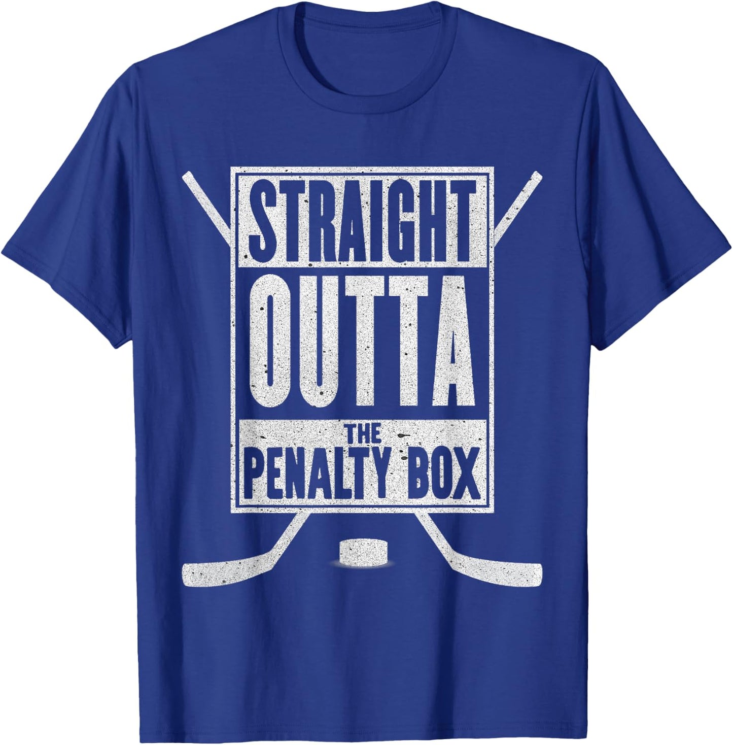 Straight Outta The Penalty Box Funny Ice Hockey Gift T-Shirt - T-Shirt | Royal