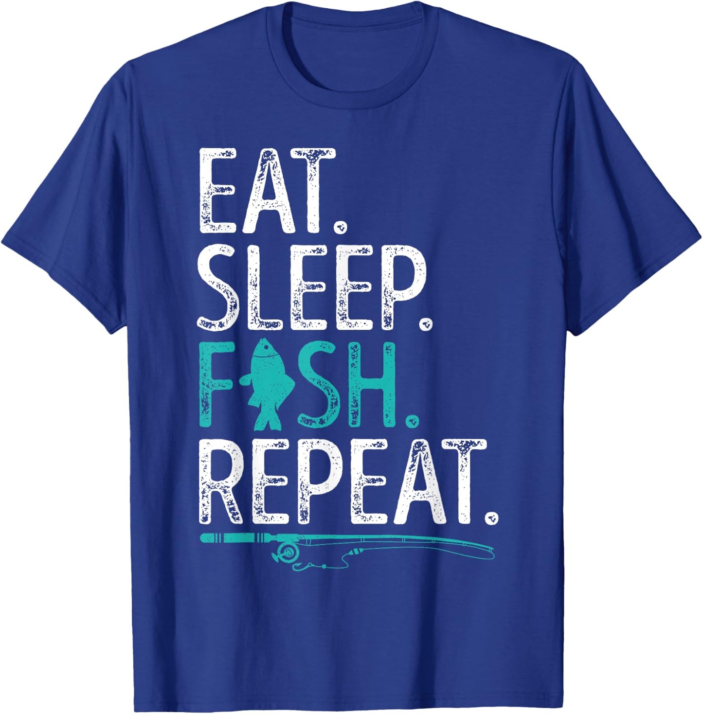 Eat Sleep Fish Repeat T shirt Men Women Kids Fishing Boys T-Shirt - T-Shirt | Royal