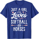Just A Girl Who Loves Softball And Horses Gift Women T-Shirt - T-Shirt | Royal