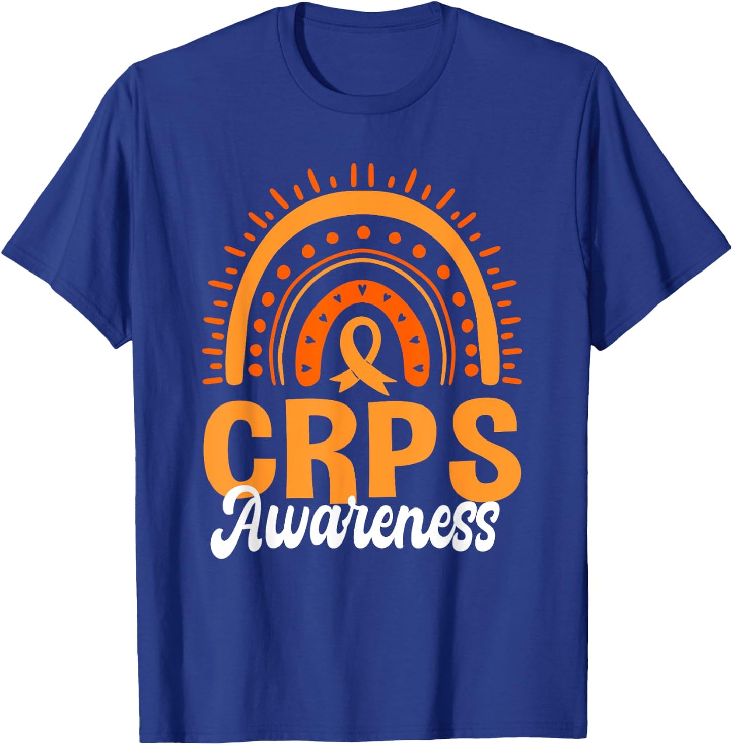 CRPS Awareness Support Orange Ribbon Boho Rainbow T-Shirt - T-Shirt | Royal