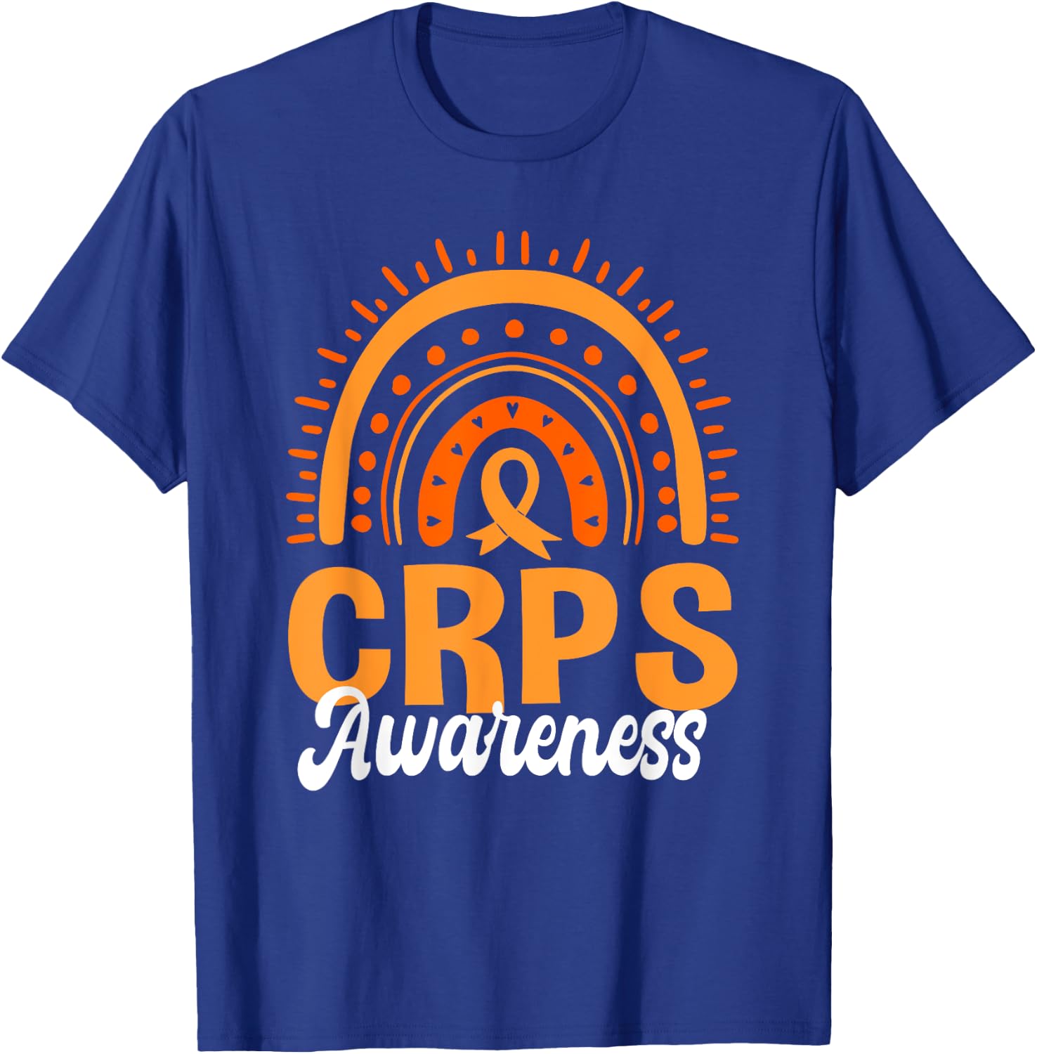 CRPS Awareness Support Orange Ribbon Boho Rainbow T-Shirt - T-Shirt | Royal