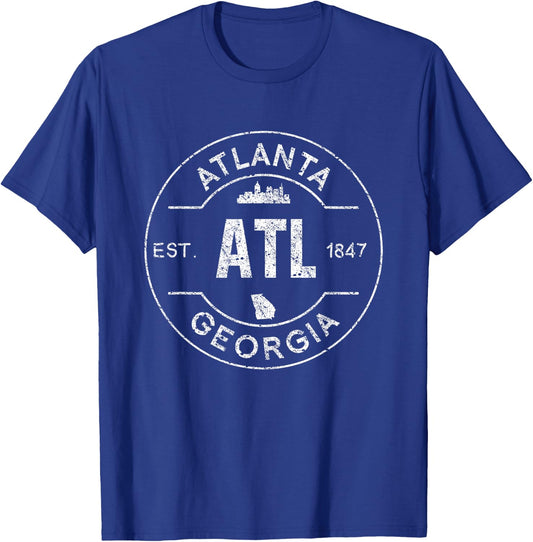 Atlanta Georgia Shirt Sports Old Retro Vintage United T-Shirt - T-Shirt | Royal