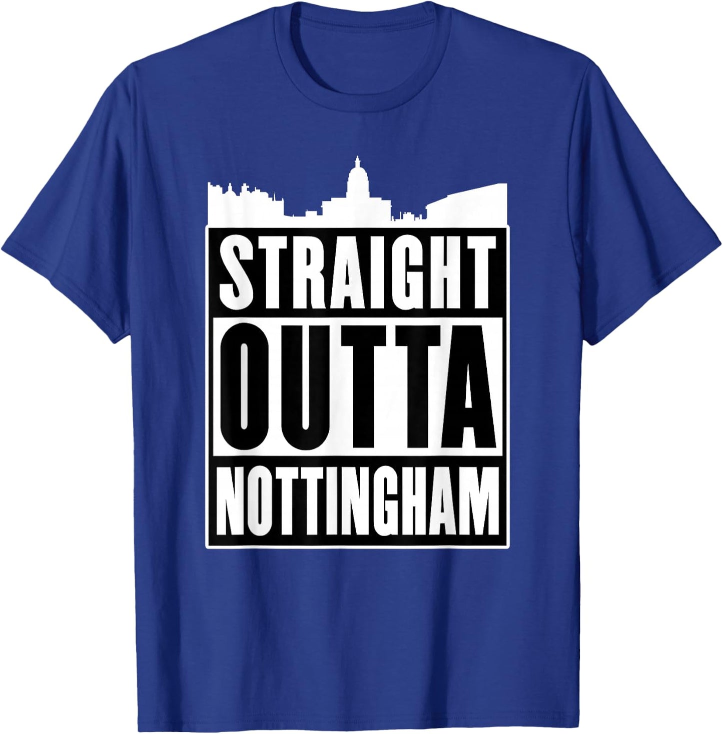 Straight Outta UK Shirts & Gifts Nottingham - Men's -Adults Black Cotton 60% Polyester 40% Short Sleeve - Small T-Shirt - T-Shirt | Royal