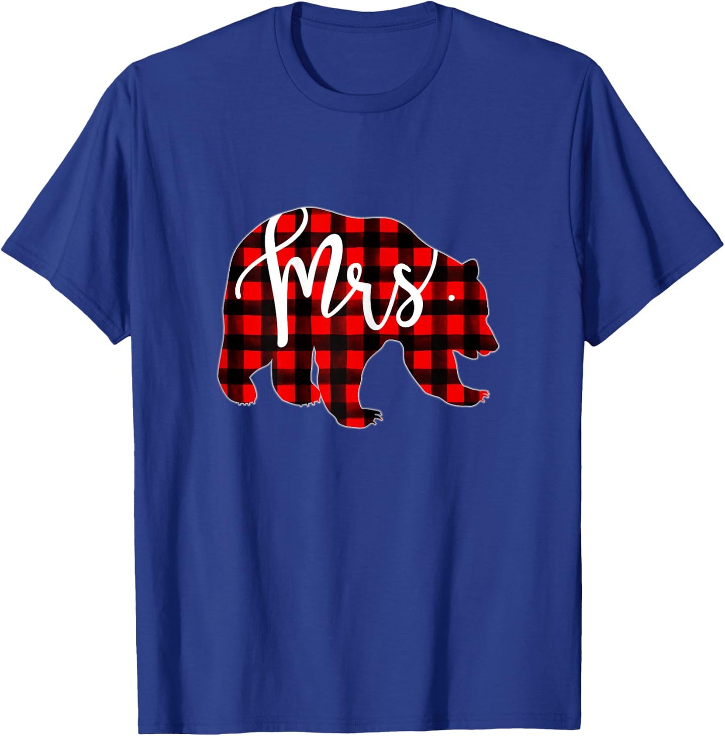 Red Plaid Mrs Bear T Shirt Matching Pajama Newlywed Married T-Shirt - T-Shirt | Royal