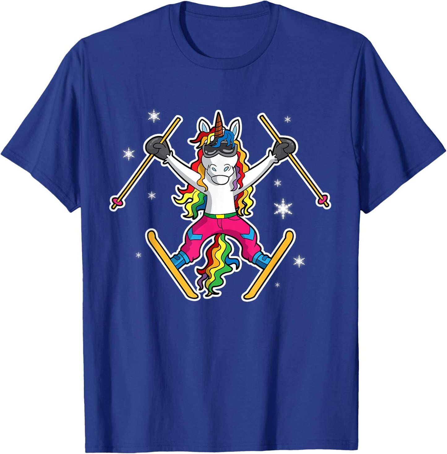 Unicorn Girls Cute Skiing Ski Team Coach Instructor Kids T-Shirt - T-Shirt | Royal