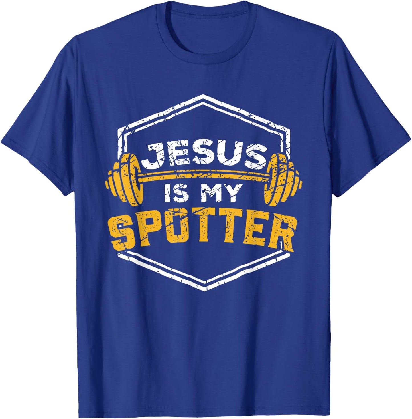 Jesus Workout Shirt Jesus is my Spotter Christian Gym Gift T-Shirt - T-Shirt | Royal