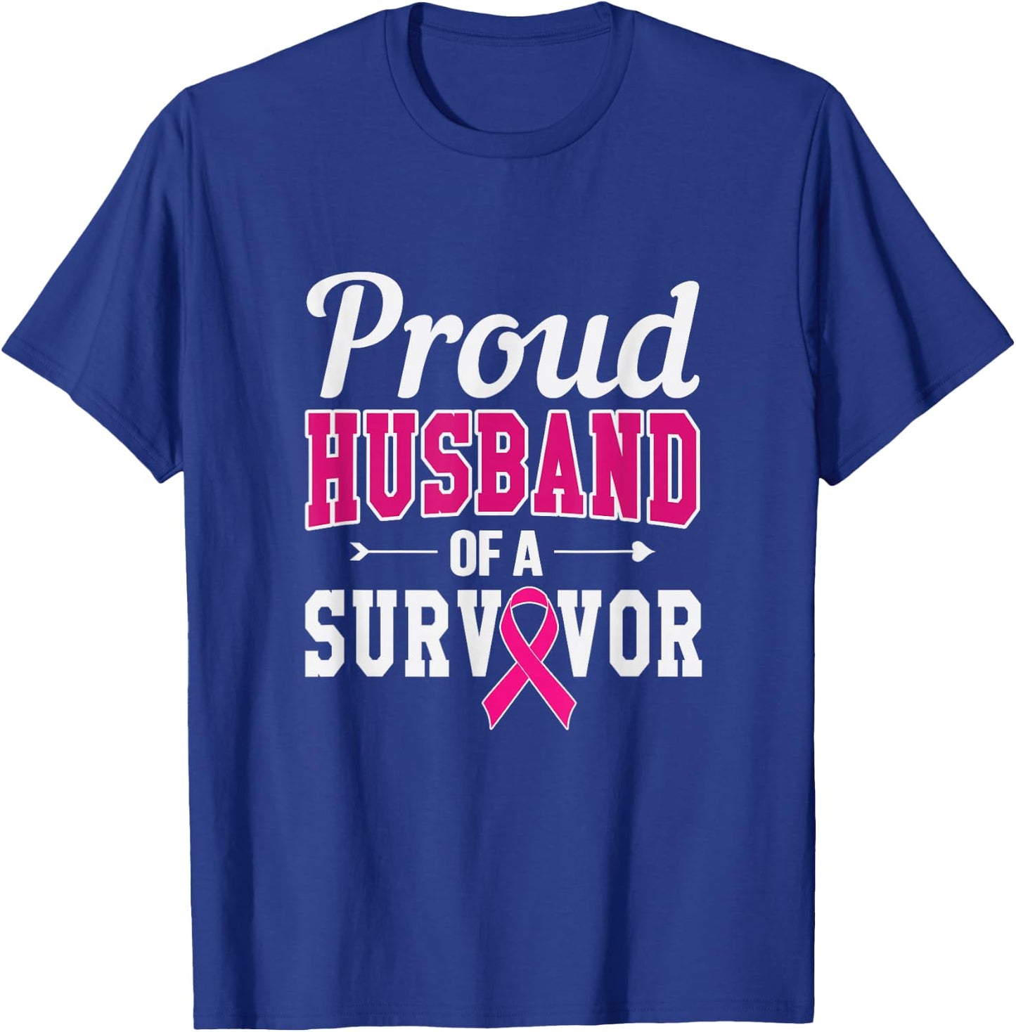 Proud Husband Of A Survivor Breast Cancer Awareness T-Shirt - T-Shirt | Royal
