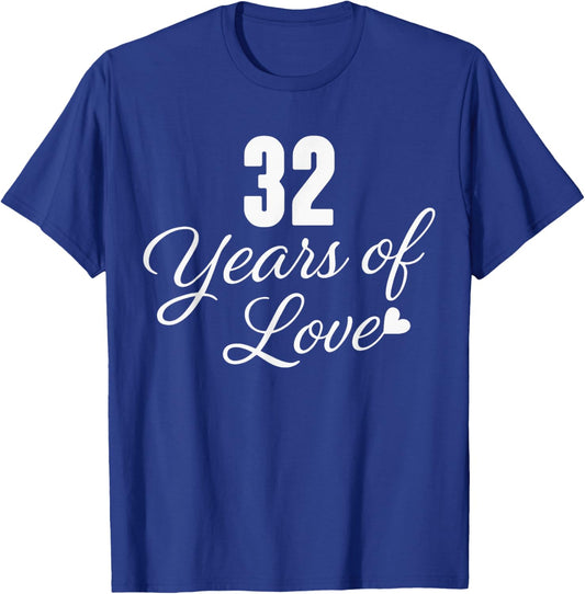 Couples Married 32 Years - Classic 32nd Wedding Anniversary T-Shirt - T-Shirt | Royal