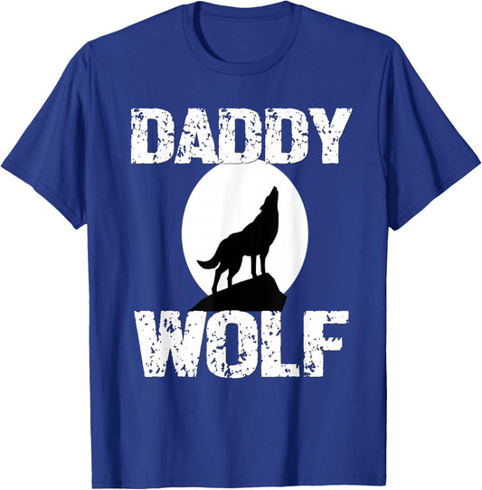 Daddy Wolf Matching Family Tribe Wolves Moon Papa Father Dad T-Shirt - T-Shirt | Royal