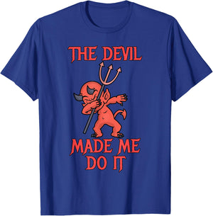 Halloween Dabbing Devil - The Devil Made Me Do It T-Shirt - T-Shirt | Royal