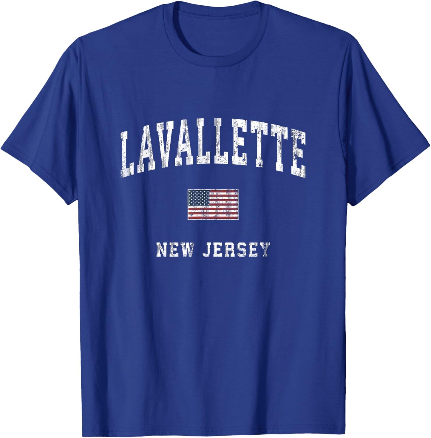 Lavallette New Jersey NJ Vintage American Flag Sports Design T-Shirt - T-Shirt | Royal