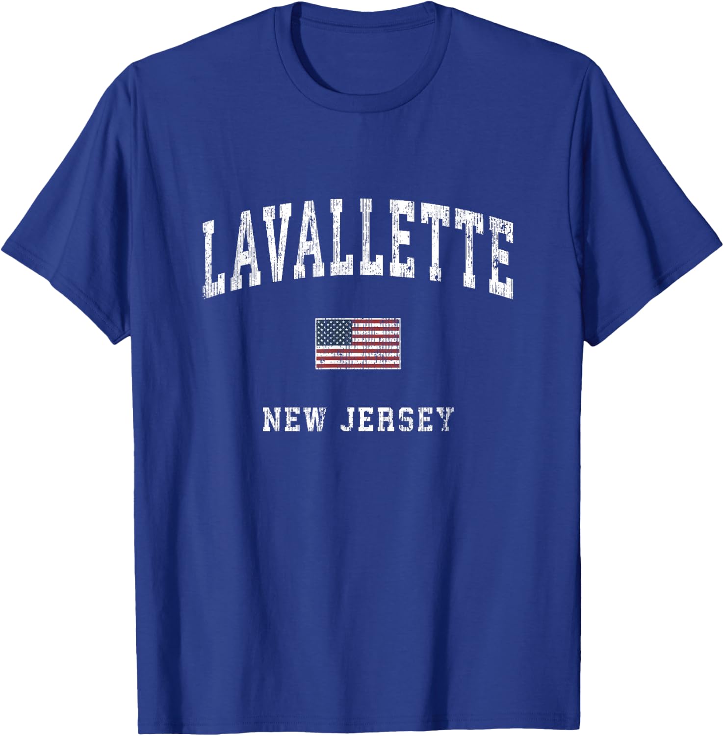 Lavallette New Jersey NJ Vintage American Flag Sports Design T-Shirt - T-Shirt | Royal