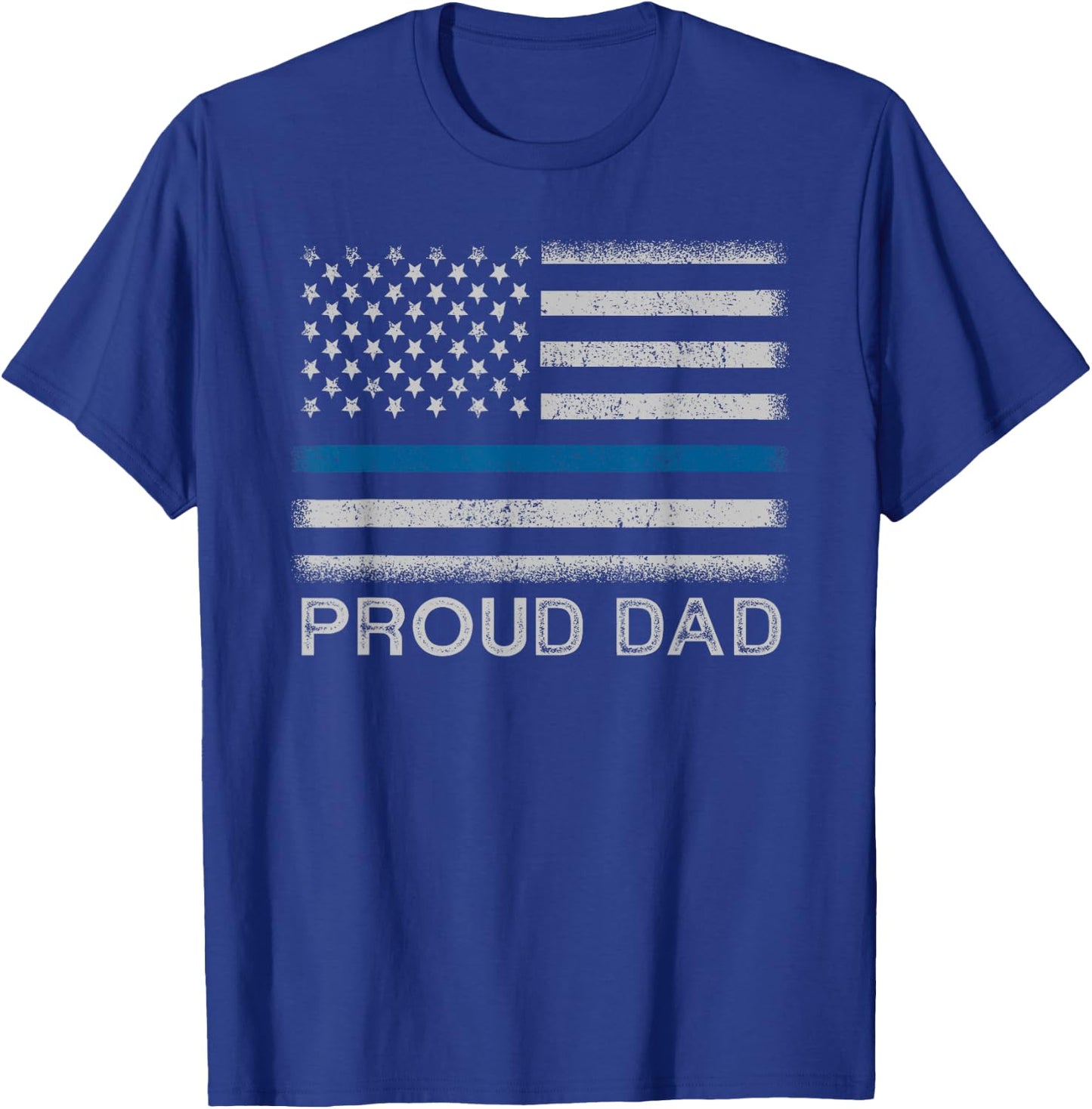 Thin Blue Line Proud Dad Police Family T-Shirt - T-Shirt | Royal