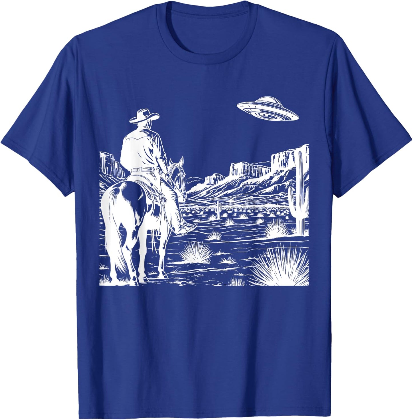 Ufo Western Retro Vintage Cowboy T-Shirt - T-Shirt | Royal