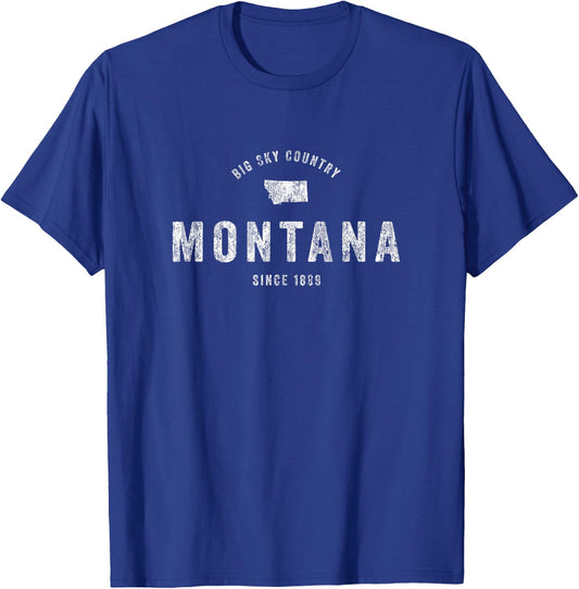 Montana T Shirt Vintage Sports Design Retro MT T-Shirt - T-Shirt | Royal