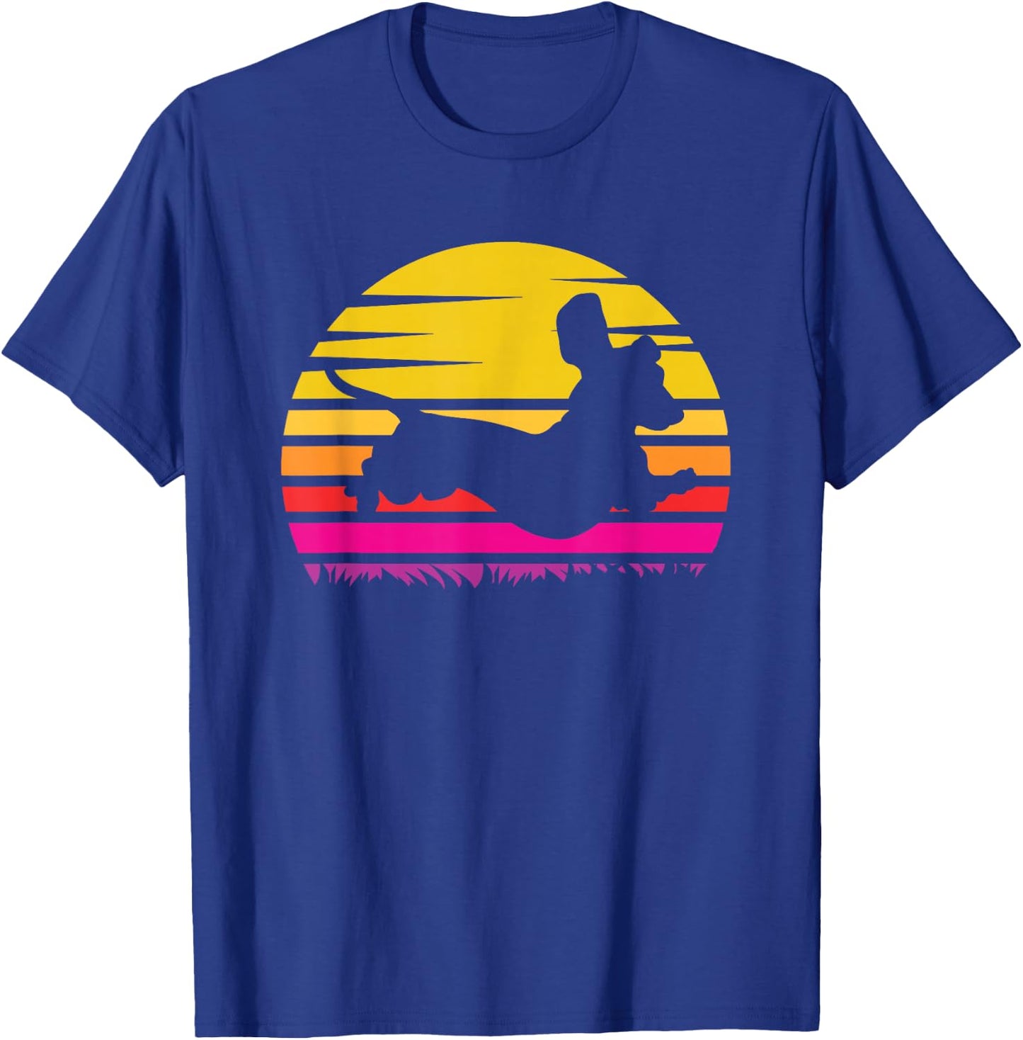 Retro Dachshund Silhouette Vintage Sunset Dog Lover T-Shirt - T-Shirt | Royal
