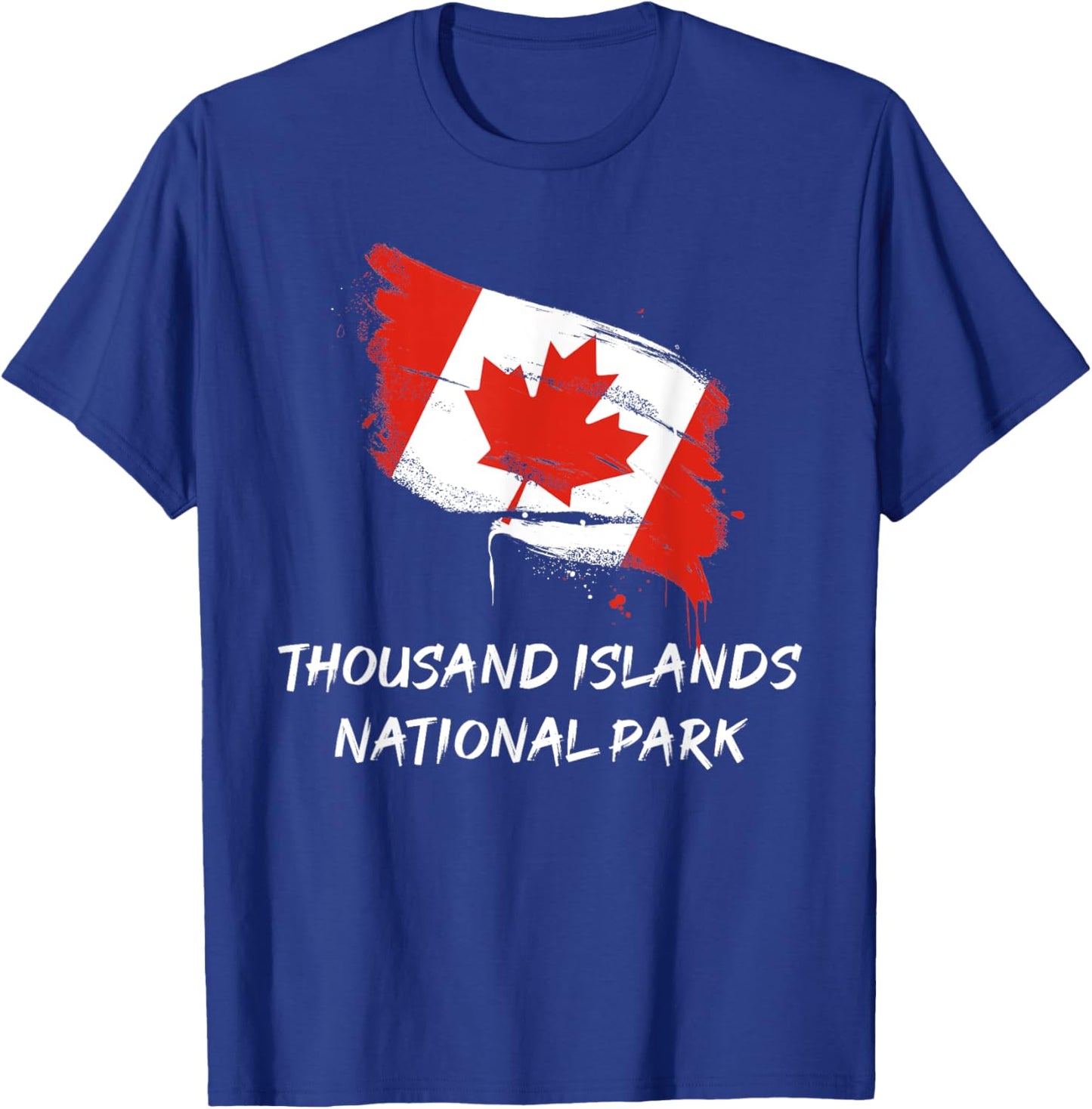 Thousand Island Ontario Canada Splatter Flag Trip Vacation T-Shirt - T-Shirt | Royal