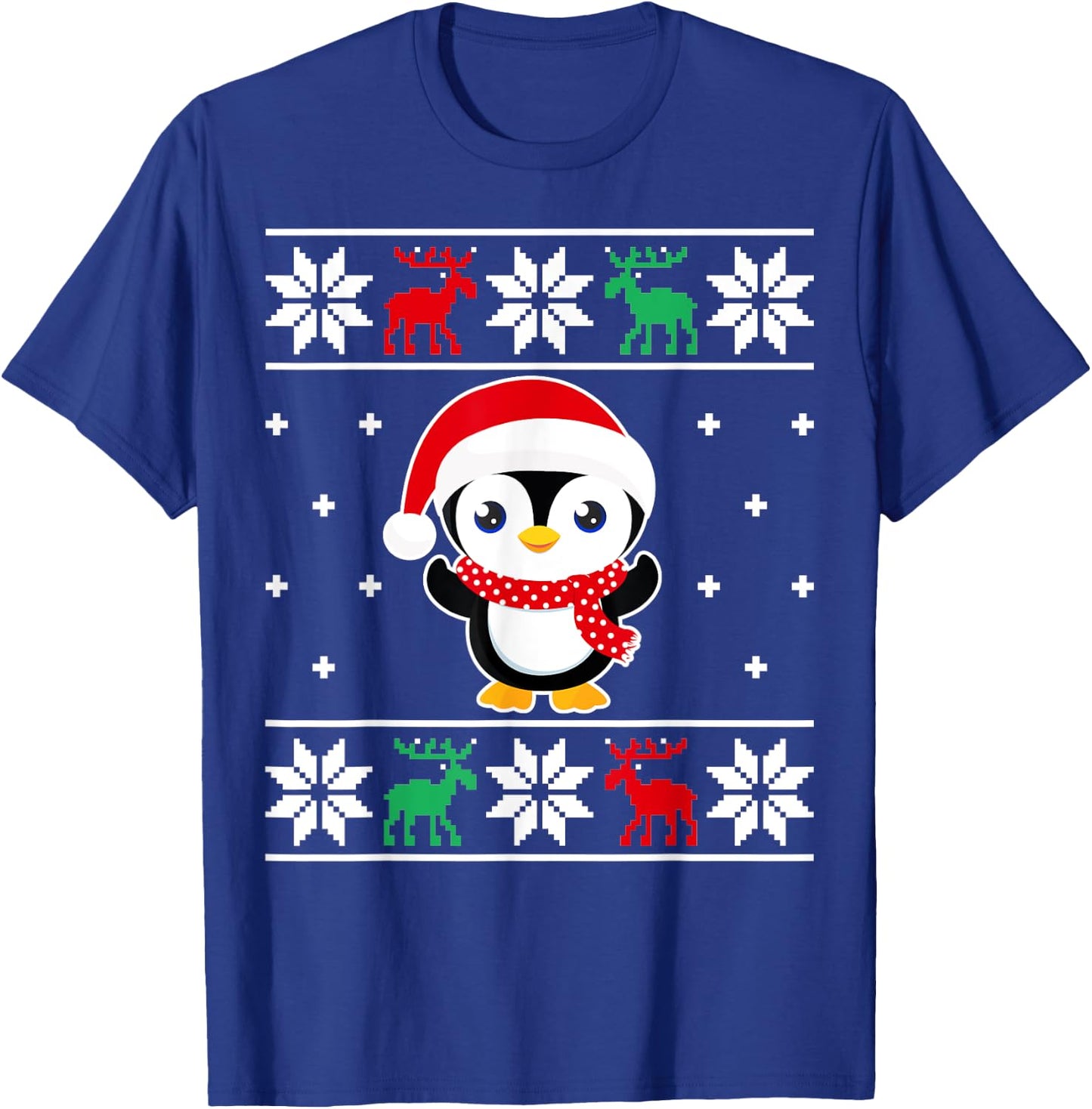 Christmas Penguin Funny Classic Ugly Sweater Girl Boy Kids T-Shirt - T-Shirt | Royal