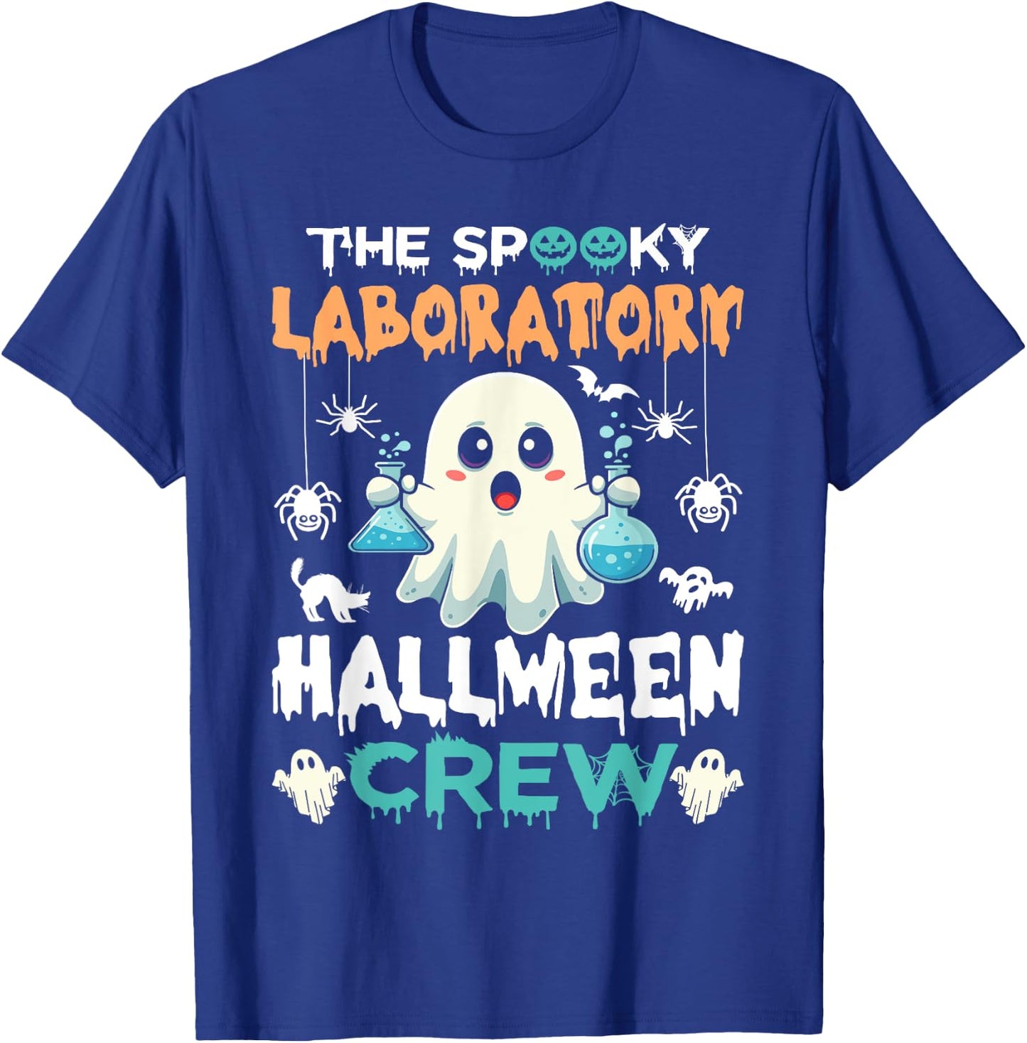 Funny Ghost The Spooky Laboratory Halloween Crew Lab Tech T-Shirt - T-Shirt | Royal