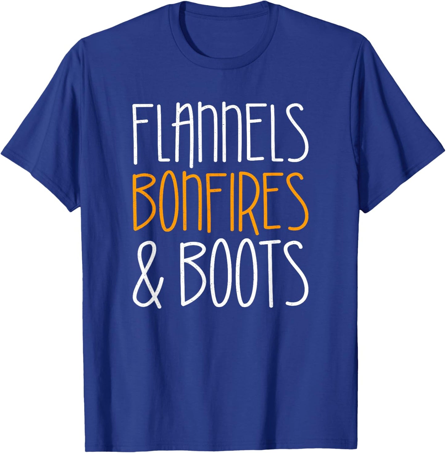 Flannels Bonfires and Boots Shirt Men Women Kids Fall Season T-Shirt - T-Shirt | Royal