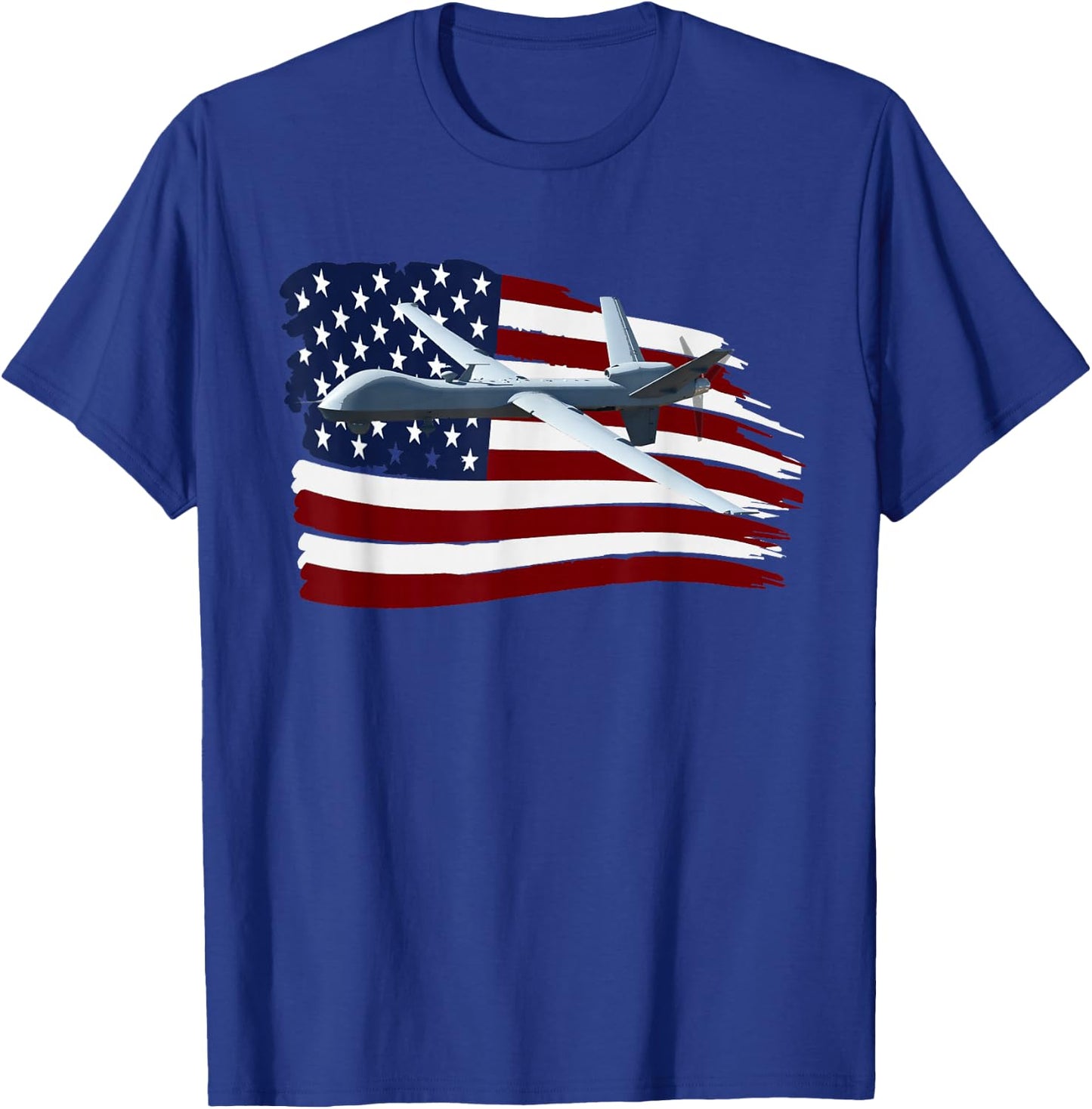 Mq-9 Reaper Drone Uav T Shirt Us Flag Usa T-Shirt - T-Shirt | Royal