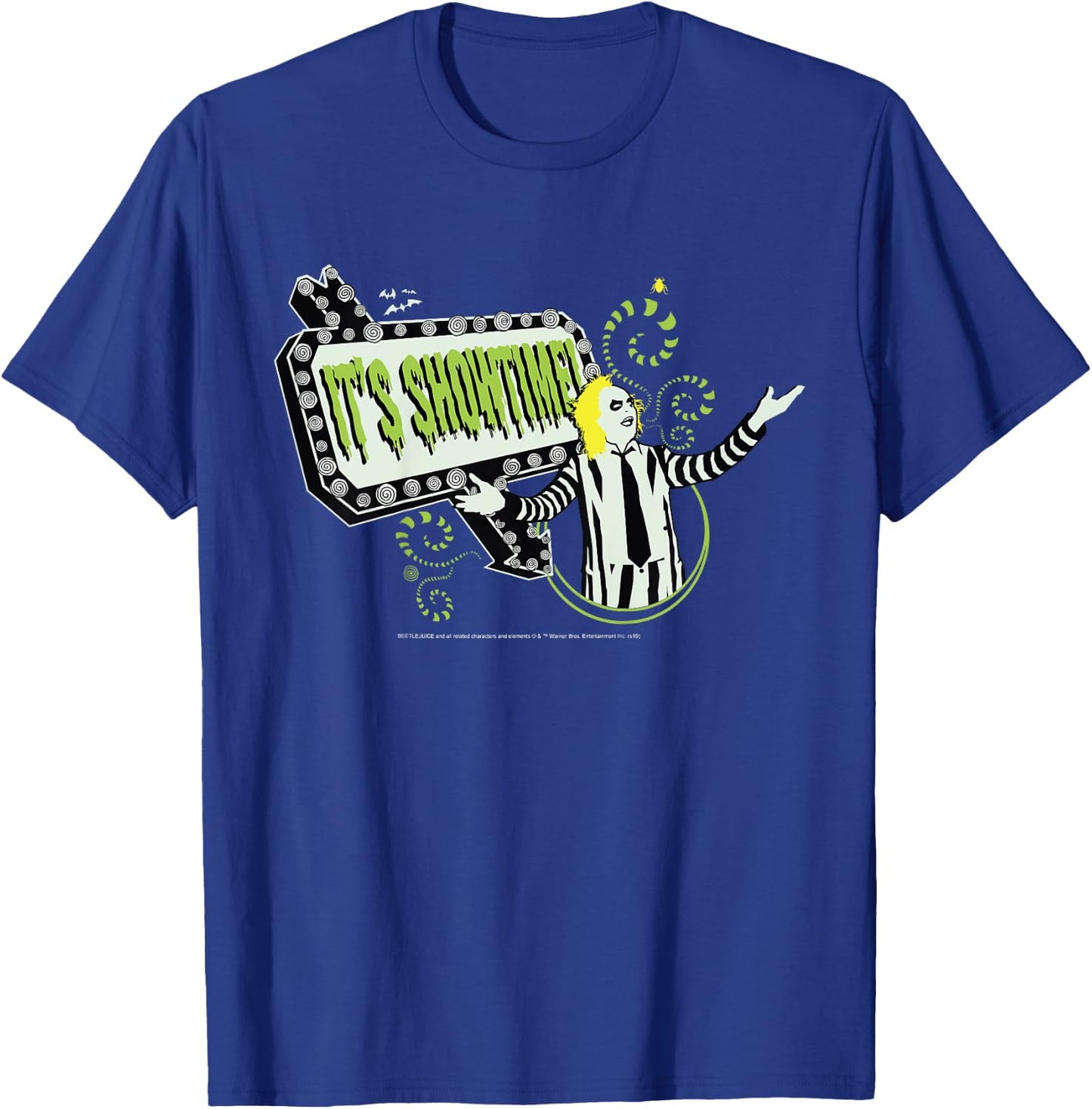 Kids Beetlejuice It's Showtime Neon Banner Poster T-Shirt - T-Shirt | Royal