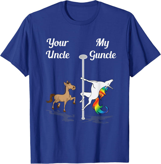 Your Uncle My Guncle You Me Dancing Unicorn Rainbow Dance T-Shirt - T-Shirt | Royal