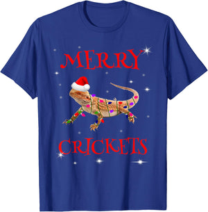 Funny Bearded Dragon Christmas Merry Crickets T-Shirt - T-Shirt | Royal