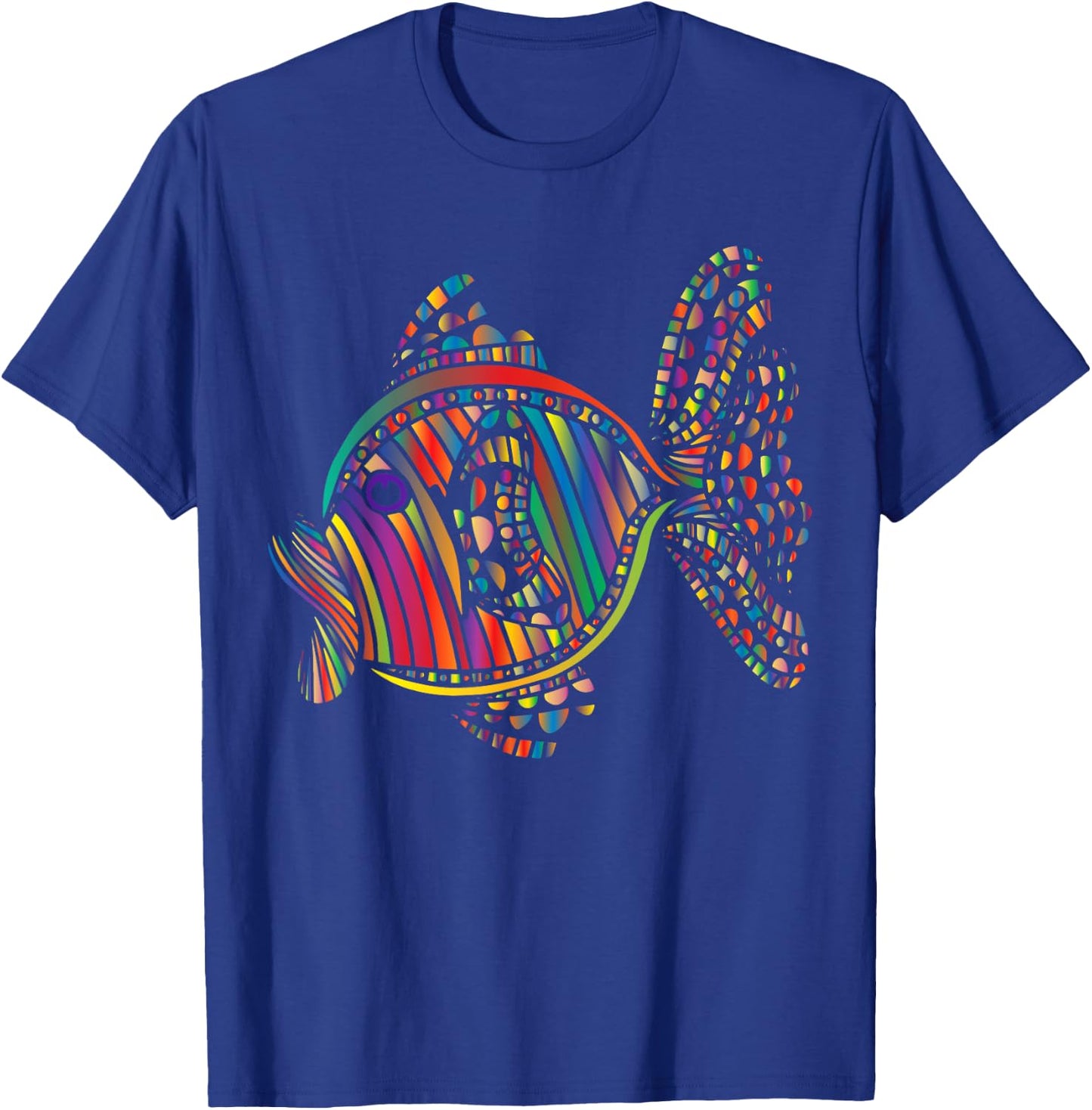 Psychedelic Fish Abstract Design T-Shirt - T-Shirt | Royal