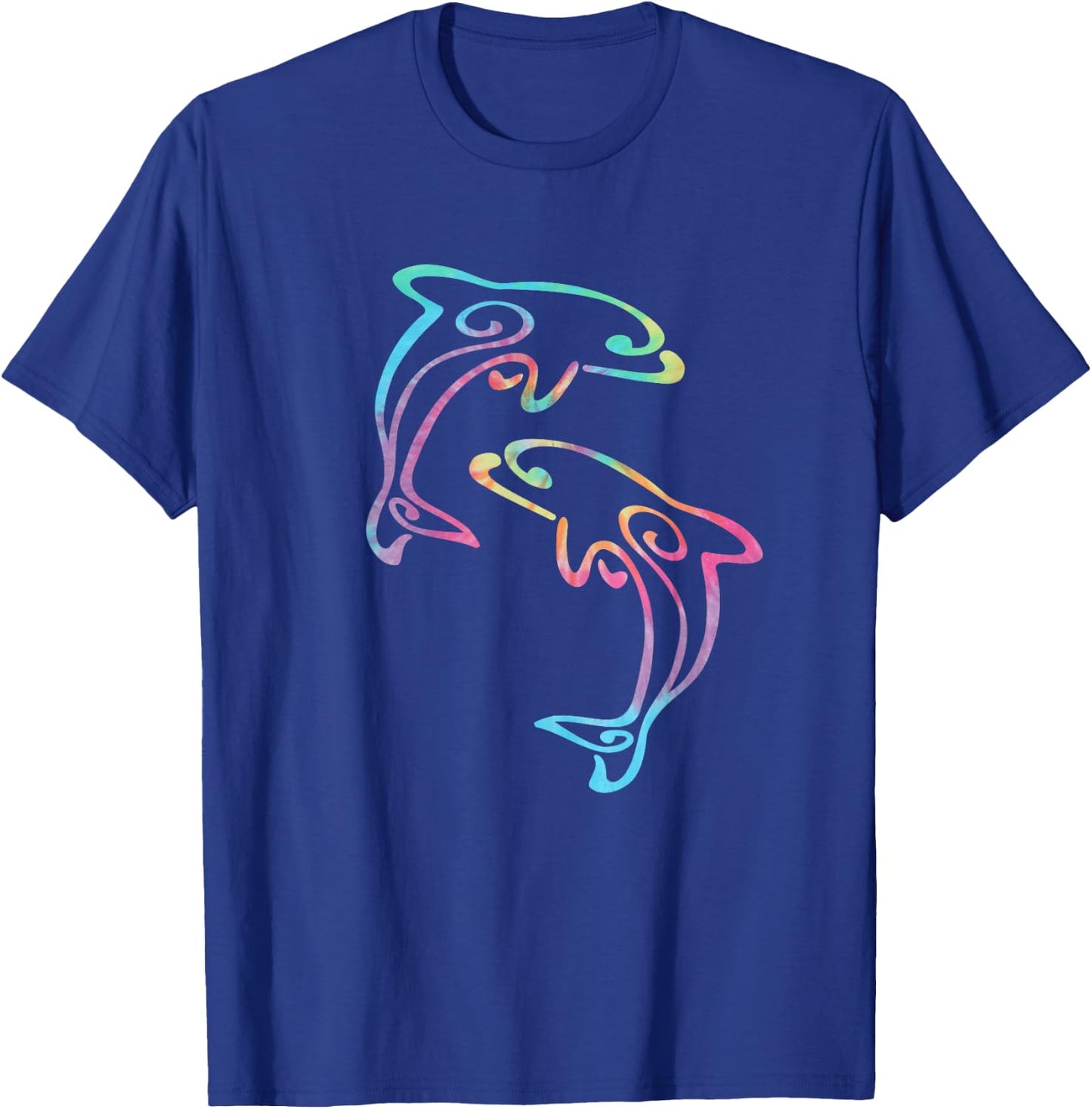 Tie Dye Dolphins Swimming T-Shirt - T-Shirt | Royal