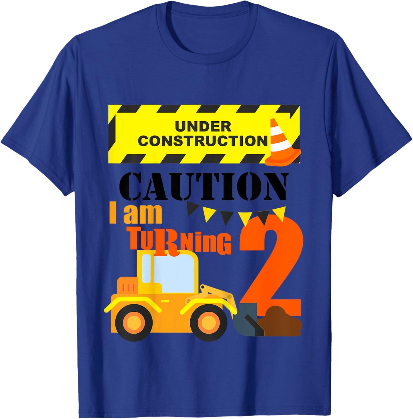 Kids 2nd Construction Truck Birthday Excavator Age 2 Year Old Boy T-Shirt - T-Shirt | Royal