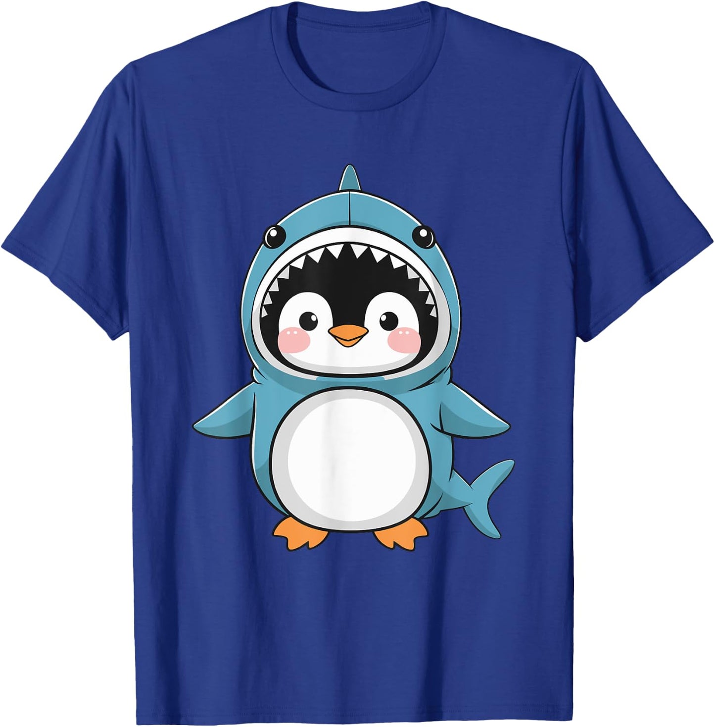 Cute Penguin Dressed As Shark Funny Kawaii Penguin T-Shirt - T-Shirt | Royal