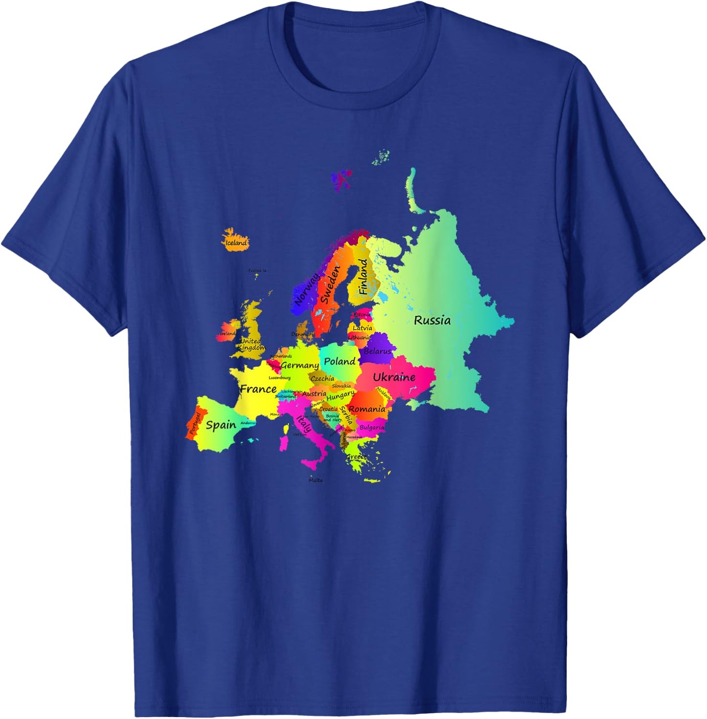 Europe map with boundaries and countries names T-Shirt - T-Shirt | Royal