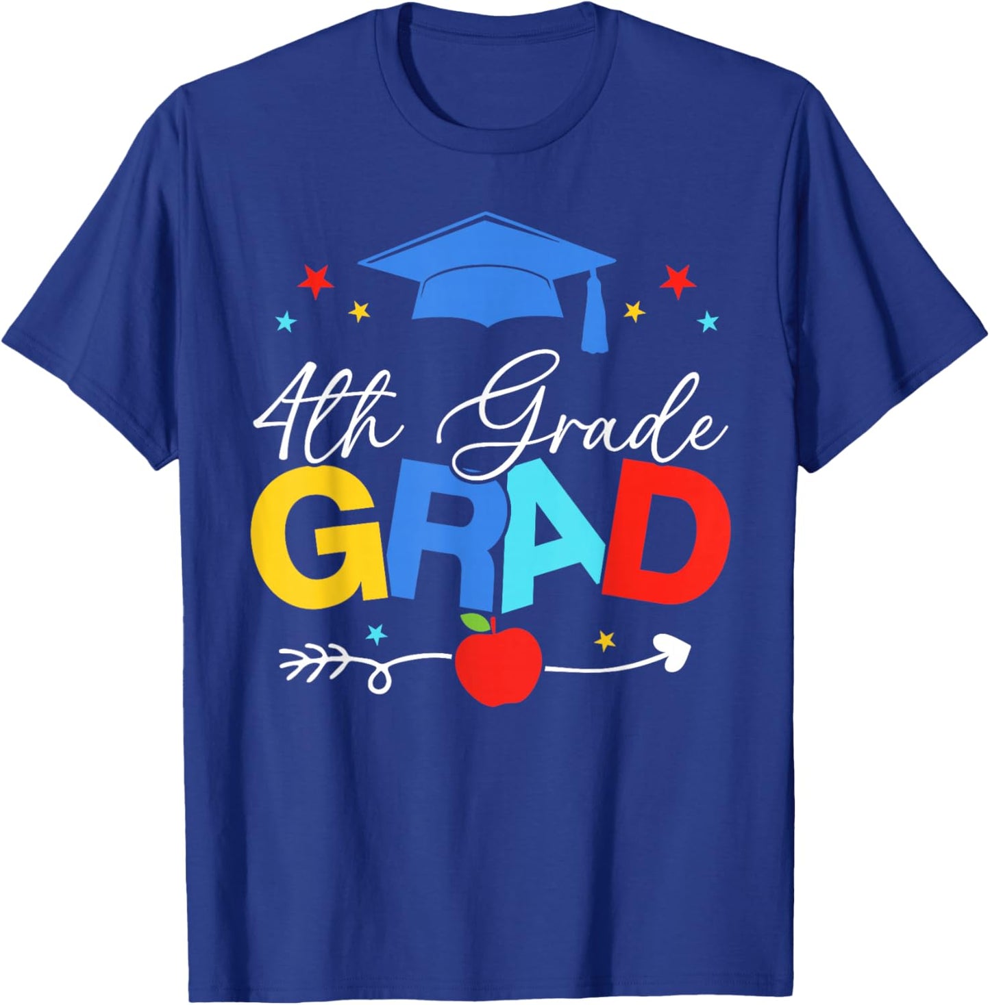 4th Grade Grad 2024 Gifts Boys Girls Graduation Cap, Gown T-Shirt - T-Shirt | Royal