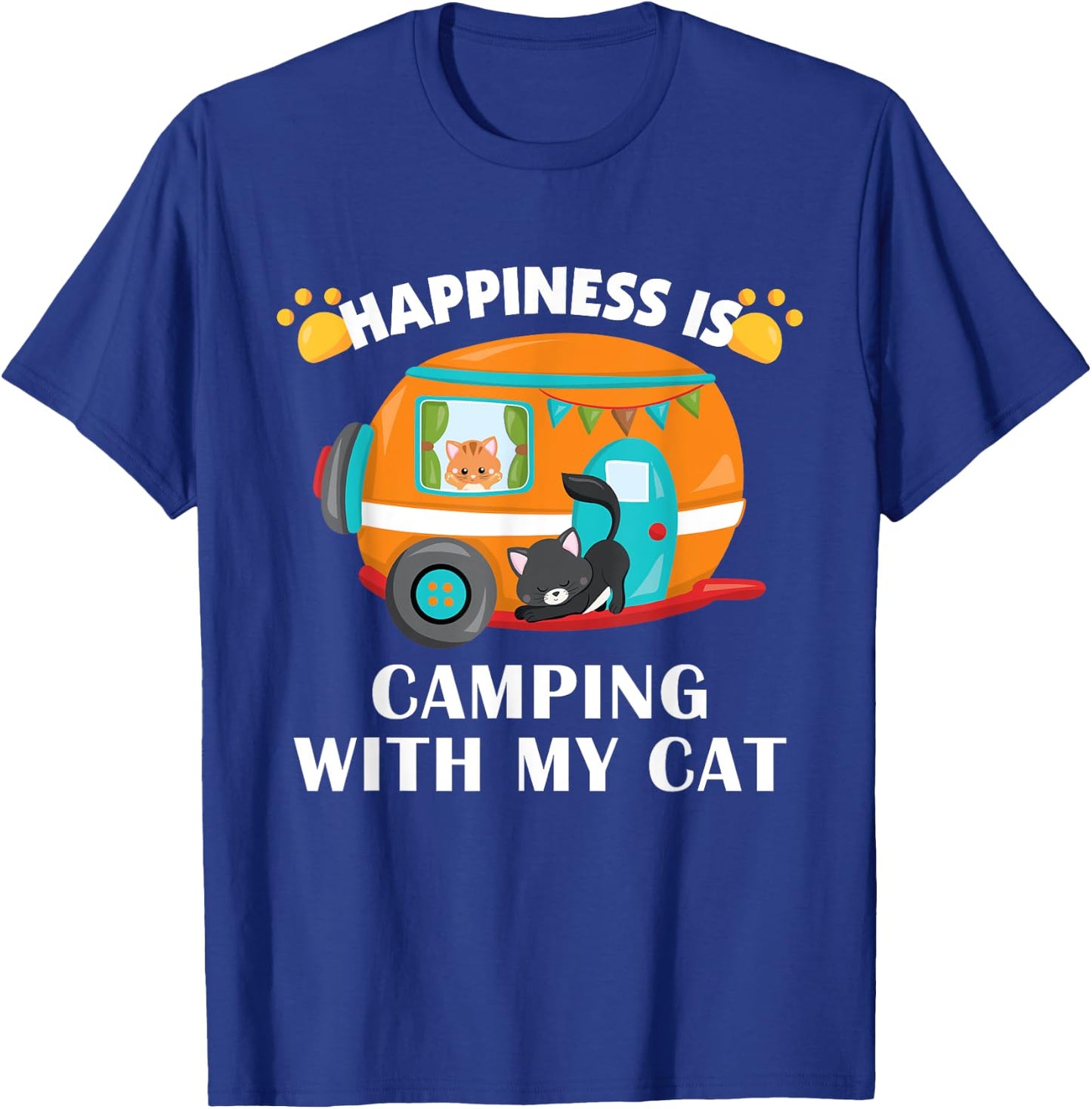 I love Camping With My Cat Funny Kitty Men Women Kids T-Shirt - T-Shirt | Royal