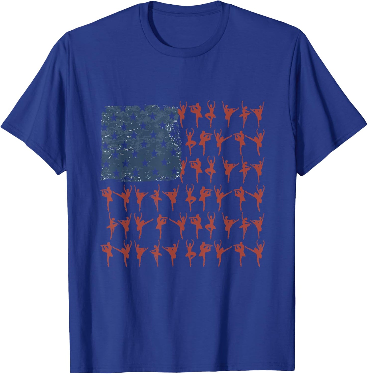 Vintage Ballet Dancer Gift American Flag July 4th Graphic T-Shirt - T-Shirt | Royal
